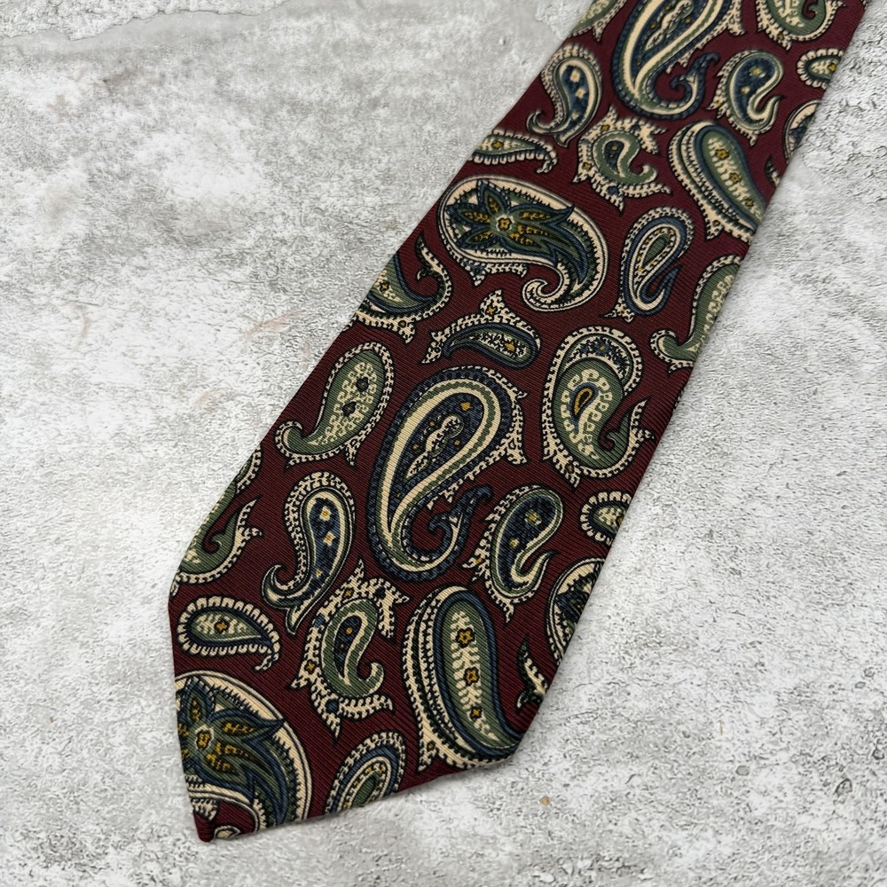 Polo By‎ Ralph Lauren Silk Tie Mens OS Red Paisley Made In USA Necktie 58x3.5"